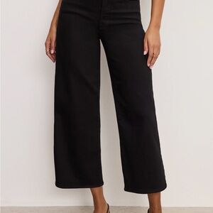 New Good American Good Waist Palazzo Crop Jeans, Black, 8/29